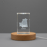 Mauritania 3D Engraved Crystal Trophy Keepsake - Recognition Gift with LED Base Light - Custom Award From A&B Crystal Collection