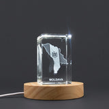 Moldova 3D Engraved Crystal Trophy Award Keepsake — Made in Canada - Custom Award From A&B Crystal Collection