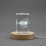 Nicaragua 3D Engraved Crystal Trophy Award Keepsake with Free LED Base Light for Recognition