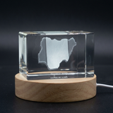 Nigeria 3D Engraved Crystal Trophy Award with LED Base - Unique Home Decor Keepsake Recognition