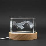 Panama 3D Engraved Crystal Trophy Award Recognition - Unique Keepsake with LED Base Light