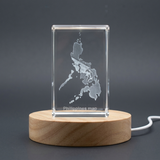 Philippines 3D Engraved Crystal Trophy Award Keepsake with LED Base - Recognition Decor Gift - Custom Award From A&B Crystal Collection