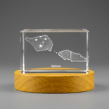 Samoa 3D Engraved Crystal Award Trophy Keepsake with LED Base - Unique Recognition Gift - Custom Award From A&B Crystal Collection