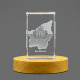 San Marino 3D Engraved Crystal Trophy Award - Recognition Keepsake with LED Base Light - Custom Award From A&B Crystal Collection