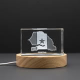 Senegal Recognition Trophy Award - 3D Engraved Crystal Keepsake With LED Light