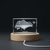 Singapore Map 3D Engraved Crystal Trophy Award Art — Made in Canada - Custom Award From A&B Crystal Collection