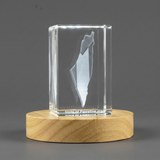State Of Palestine 3D Engraved Crystal Trophy Keepsake Award With LED Base For Recognition