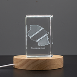 Tanzania 3D Engraved Crystal Trophy Recognition Award with LED Base - Illuminated Keepsake Decor - Custom Award From A&B Crystal Collection