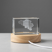 Belgium 3D Engraved Crystal Recognition Trophy Award with LED Base Light - Unique Art Decor