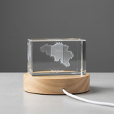 Belgium 3D Engraved Crystal Recognition Trophy Award with LED Base Light - Unique Art Decor
