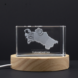 Turkmenistan 3D Engraved Crystal Keepsake Award With LED Base Light - Unique Recognition Gift