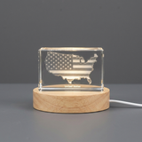 United States 3D Engraved Crystal Trophy Award - Illuminated Recognition Keepsake Gift Decor