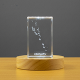 Vanuatu 3D Engraved Crystal Recognition Trophy Award - LED Base Light & Elegant Keepsake Gift