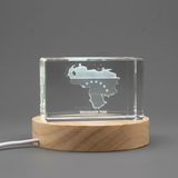 Venezuela 3D Engraved Crystal Trophy Award Recognition Keepsake with LED Base Light