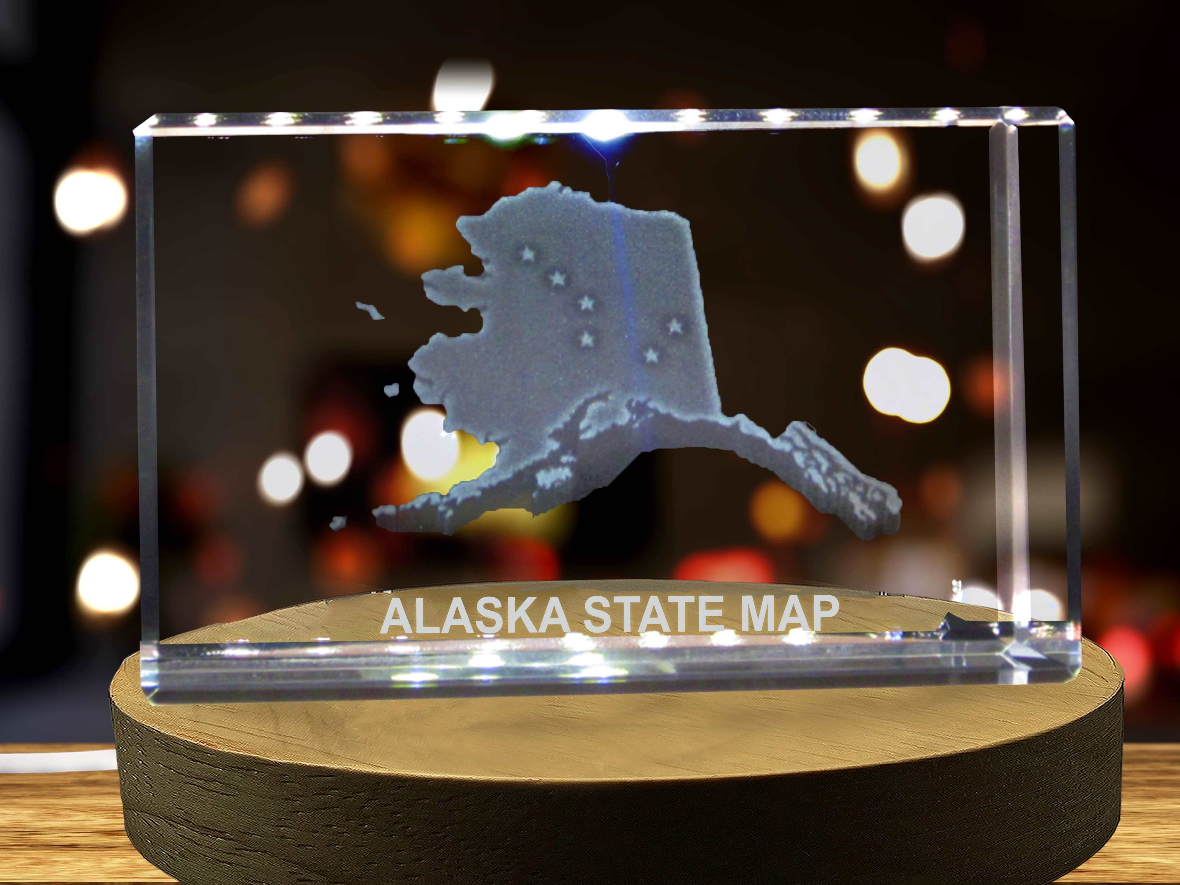 Alaska 3D Engraved Crystal 3D Engraved Crystal Keepsake/Gift/Decor/Collectible/Souvenir A&B Crystal Collection