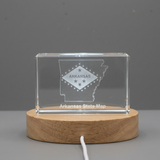 Recognition Arkansas 3D Engraved Crystal Trophy Award with LED Base | Unique Keepsake Gift