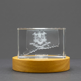 Connecticut 3D Engraved Crystal Trophy Award Keepsake with LED Base - Unique Recognition Gift - Custom Award From A&B Crystal Collection