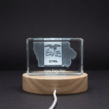 Iowa 3D Engraved Crystal Keepsake Award Trophy — Made in Canada