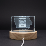 Iowa 3D Engraved Crystal Keepsake Award Trophy with LED Base - Unique Recognition Gift Decor