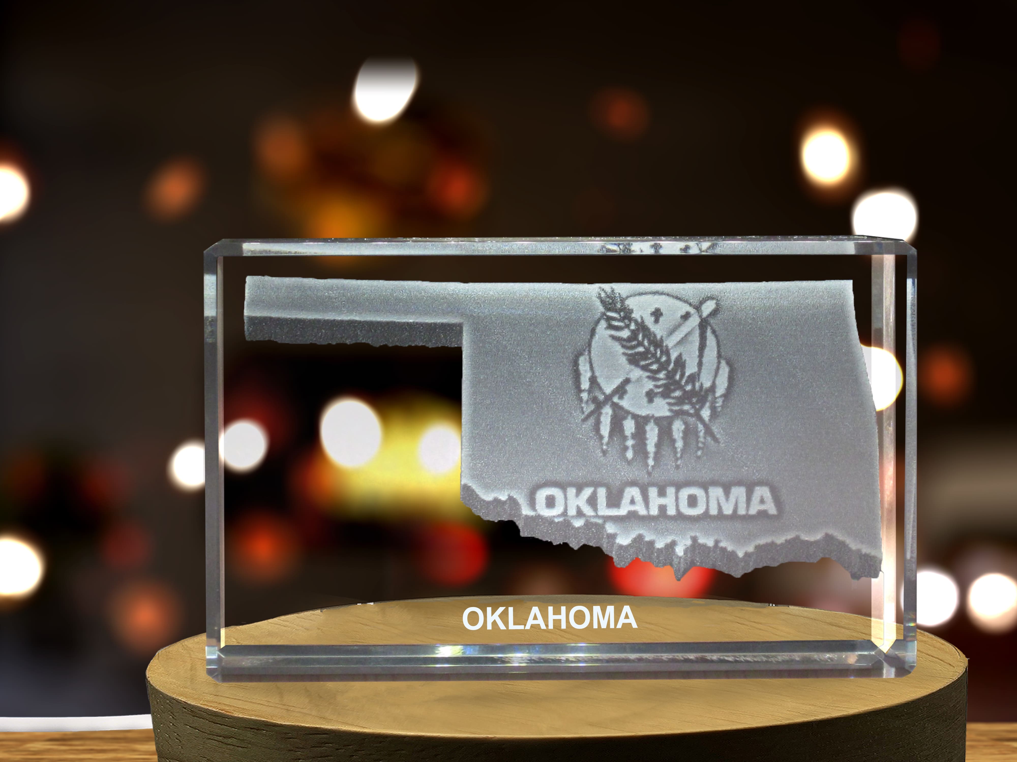 Oklahoma Map 3D Engraved Crystal 3D Engraved Crystal Keepsake/Gift/Decor/Collectible/Souvenir A&B Crystal Collection