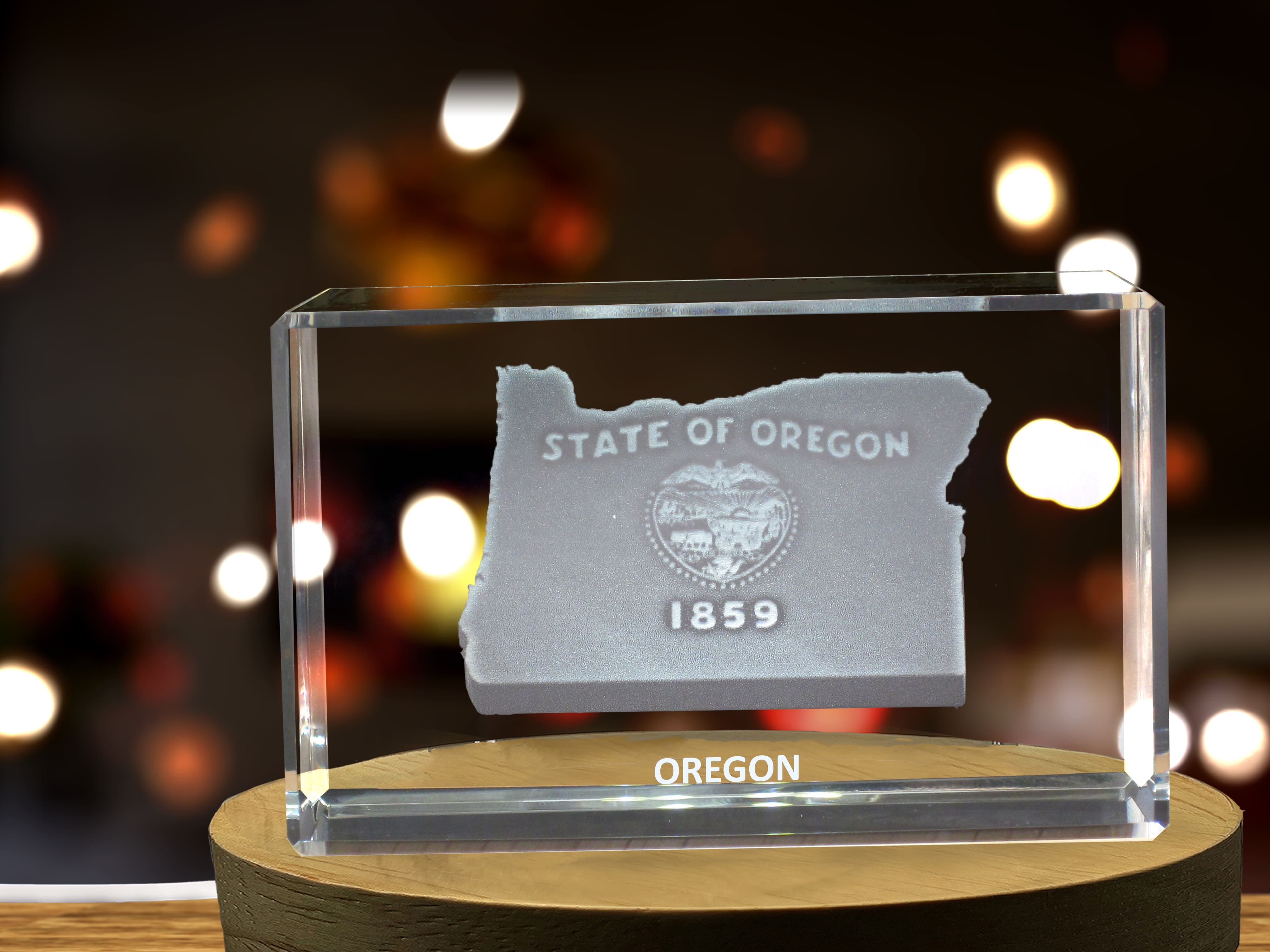 Oregon Map 3D Engraved Crystal 3D Engraved Crystal Keepsake/Gift/Decor/Collectible/Souvenir A&B Crystal Collection