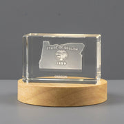 Oregon Map 3D Engraved Crystal 