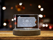 Pennsylvania Map 3D Engraved Crystal 3D Engraved Crystal Keepsake/Gift/Decor/Collectible/Souvenir
