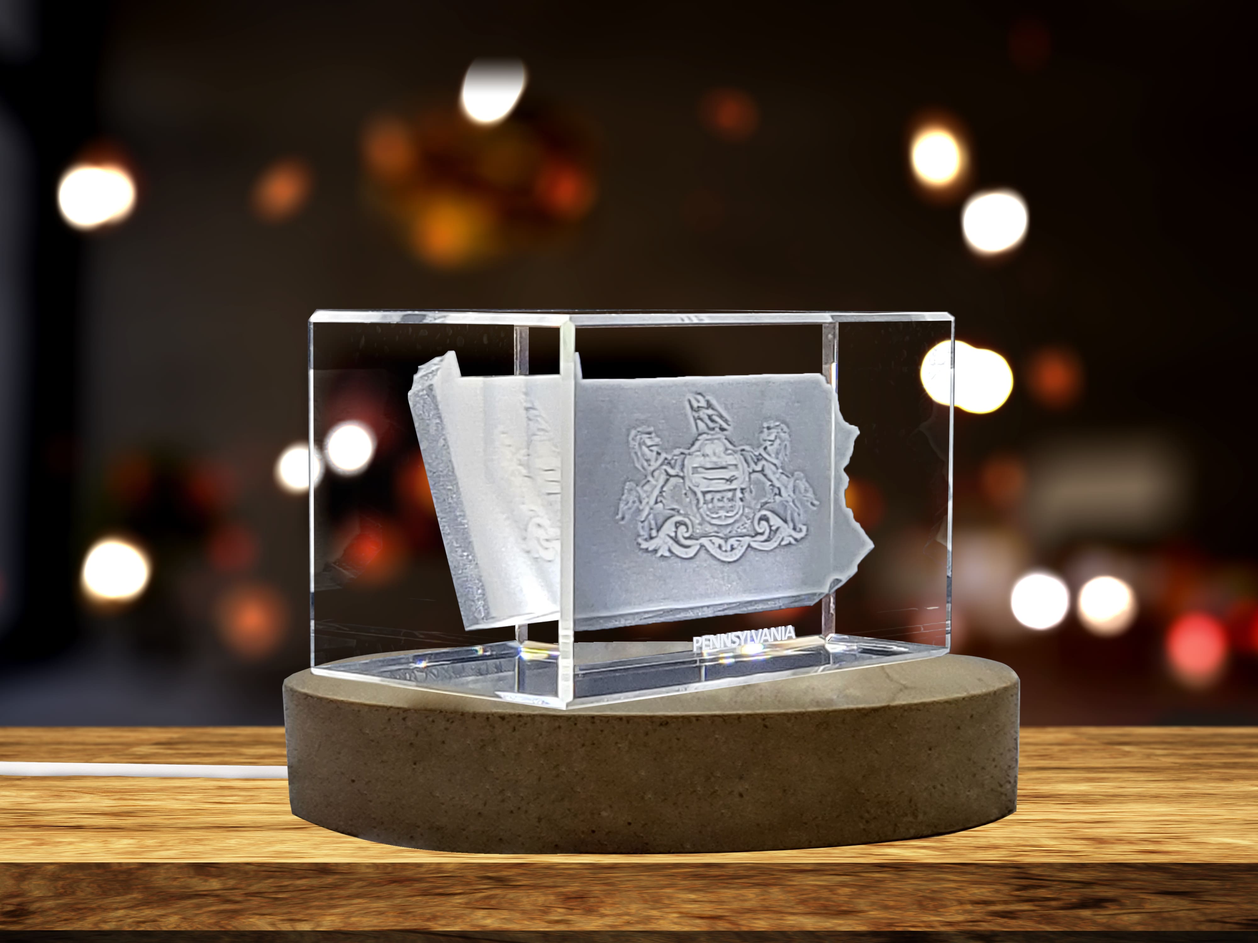 Pennsylvania Map 3D Engraved Crystal 3D Engraved Crystal Keepsake/Gift/Decor/Collectible/Souvenir A&B Crystal Collection