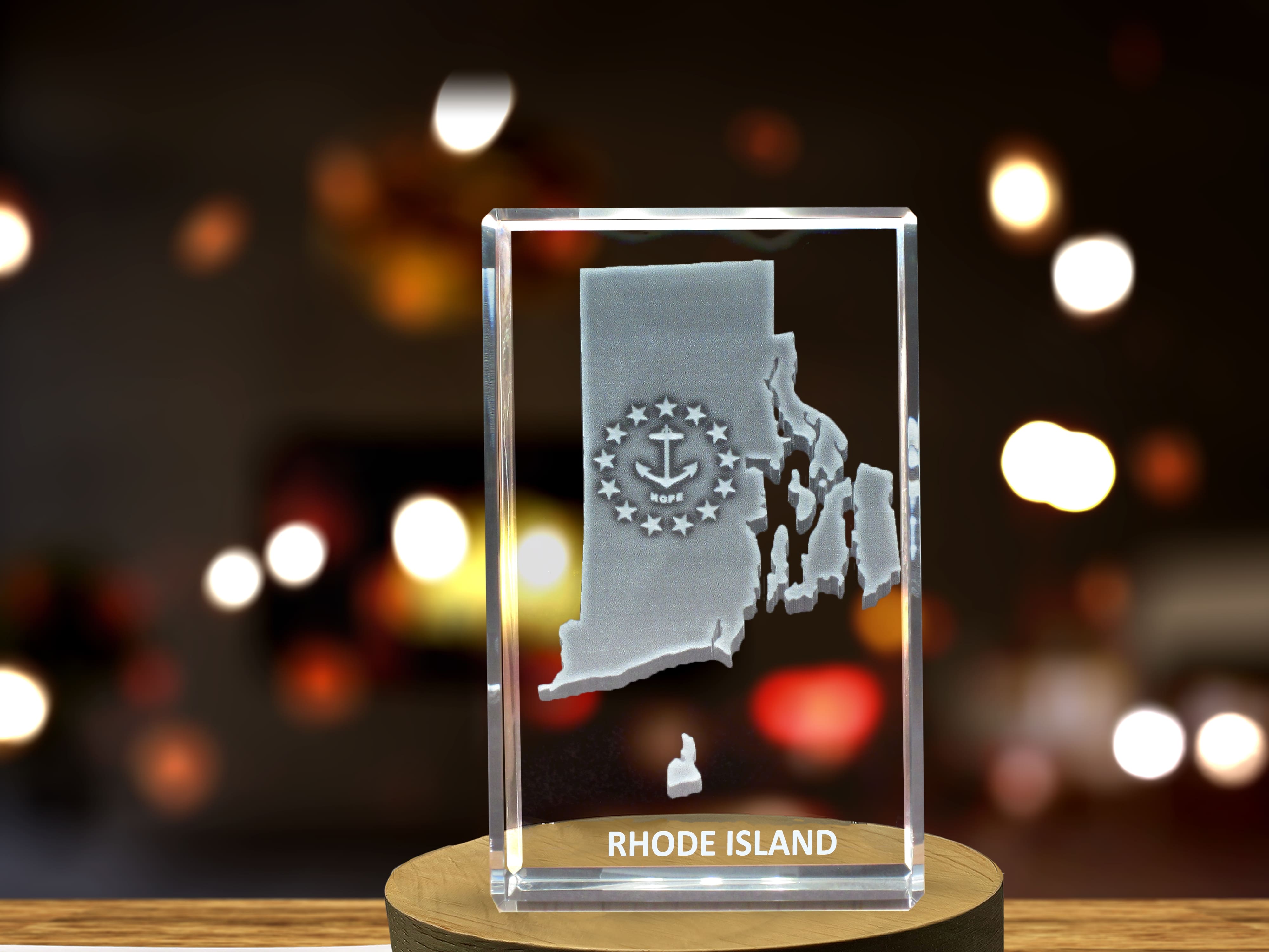 Rhode Island Map 3D Engraved Crystal 3D Engraved Crystal Keepsake/Gift/Decor/Collectible/Souvenir A&B Crystal Collection