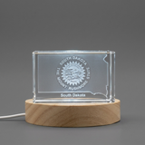 South Dakota 3D Engraved Crystal Trophy Award with LED Base Light - Unique Keepsake Recognition