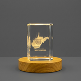 West Virginia 3D Engraved Crystal Keepsake Trophy Award - Recognition Home Decor Gift - Custom Award From A&B Crystal Collection