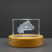 Burkina Faso 3D Engraved Crystal 