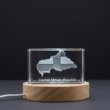 Recognition of Central African Republic 3D Engraved Crystal Trophy Award with LED Base - Made in Canada