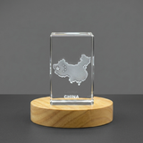 China 3D Engraved Crystal Trophy Award Recognition with LED Base - Elegant Decor & Unique Gift