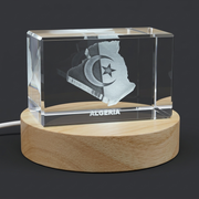 Algeria 3D Engraved Crystal Award Trophy Recognition | Elegant Keepsake with LED Base Light