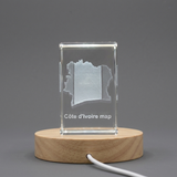 Côte D'Ivoire 3D Engraved Crystal Trophy Award with LED Base - Luxurious Keepsake Recognition Gift