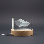 Czech Republic 3D Engraved Crystal Recognition Trophy Keepsake with LED Base - Elegant Gift