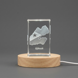 Djibouti 3D Engraved Crystal Award Trophy Recognition - Intricate Keepsake with LED Base Light