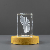 Dominica 3D Engraved Crystal Trophy Award - Elegant Recognition Piece with LED Base Light - Custom Award From A&B Crystal Collection