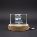 Egypt 3D Engraved Crystal Trophy Award Keepsake with LED Base - Elegant Recognition Decor - Custom Award From A&B Crystal Collection