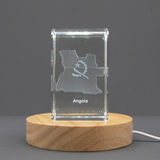 Angola 3D Engraved Crystal Trophy Award - Custom Recognition Gift with FREE LED Base Light