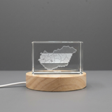 Hungary 3D Engraved Crystal Trophy Award Keepsake with Free LED Base Light for Recognition - Custom Award From A&B Crystal Collection