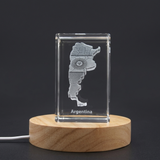 Argentina 3D Engraved Crystal Trophy Award with LED Base Light - Unique Recognition Keepsake