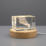 Armenia 3D Engraved Crystal Trophy Award With LED Base Light | Unique Recognition Keepsake - Custom Award From A&B Crystal Collection