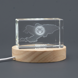 Kyrgyzstan 3D Engraved Crystal Trophy Award with LED Light - Unique Keepsake Recognition