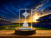 Ryder Cup Trophy Award - Exquisite 3D Engraved Crystal Recognition with LED Base for Golf Enthusiasts