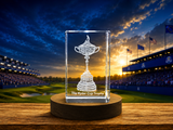 Ryder Cup Trophy Award - Exquisite 3D Engraved Crystal Recognition with LED Base for Golf Enthusiasts - Custom Award From A&B Crystal Collection