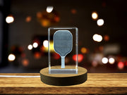 Pickleball Champion Recognition Trophy - 3D Engraved Crystal Award with LED Base for Winners
