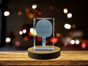 Ping Pong Racket Recognition Trophy | Exquisite 3D Engraved Crystal Award for Table Tennis Champions