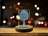 Ping Pong Racket Recognition Trophy | Exquisite 3D Engraved Crystal Award for Table Tennis Champions